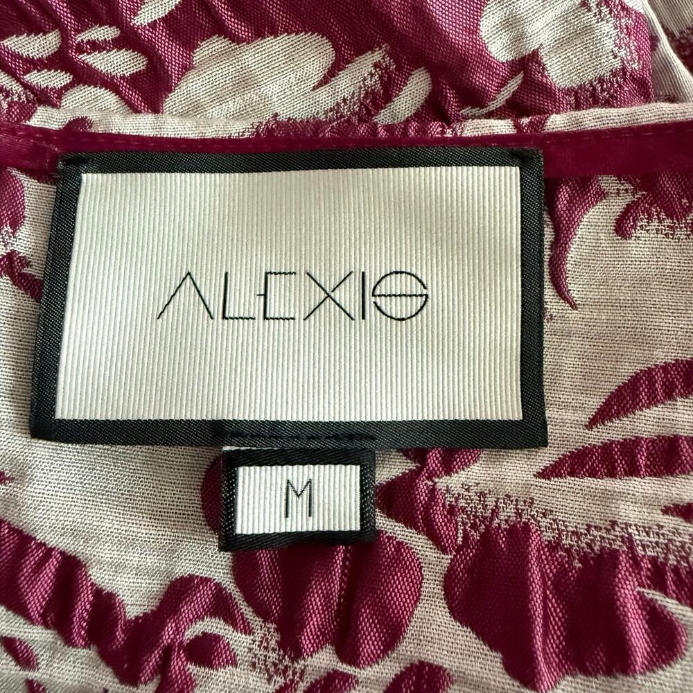 Alexis Livie one shoulder sheath mini dress Fuschia pink jacquard women’s M med - Picture 12 of 13